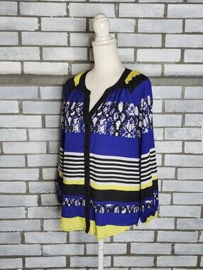 • Calvin Klein Women's Long Sleeve Button Up Chiffon Blouse Small Multicolor